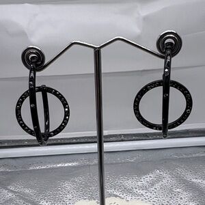 Elegant Black and Silver Circle Earrings